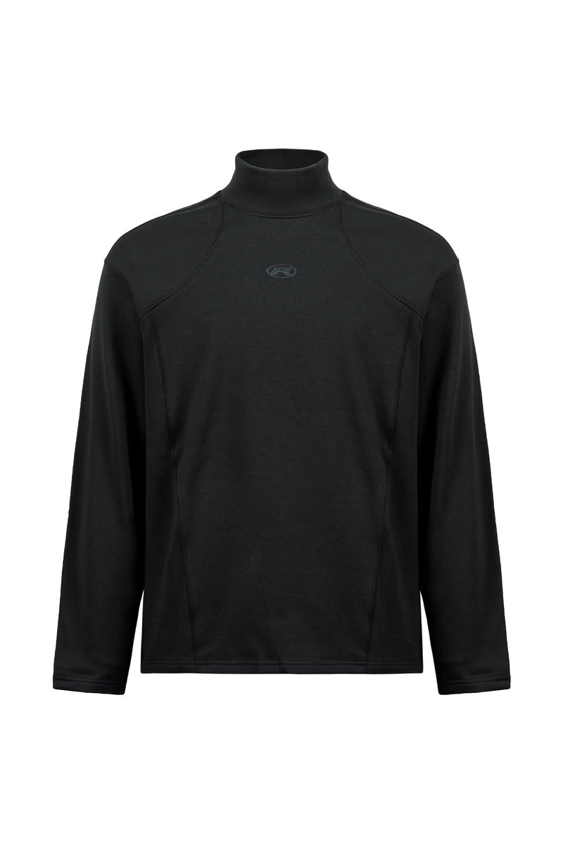 Fleece Mock Neck Sweatshirt — Black front
