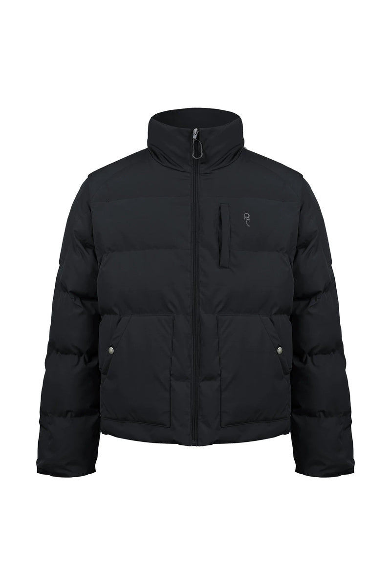 Convertible Puffer Vest Jacket — Black front