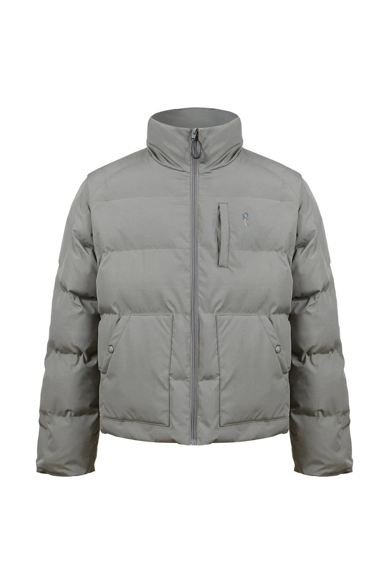 Convertible Puffer Vest Jacket — Grey front