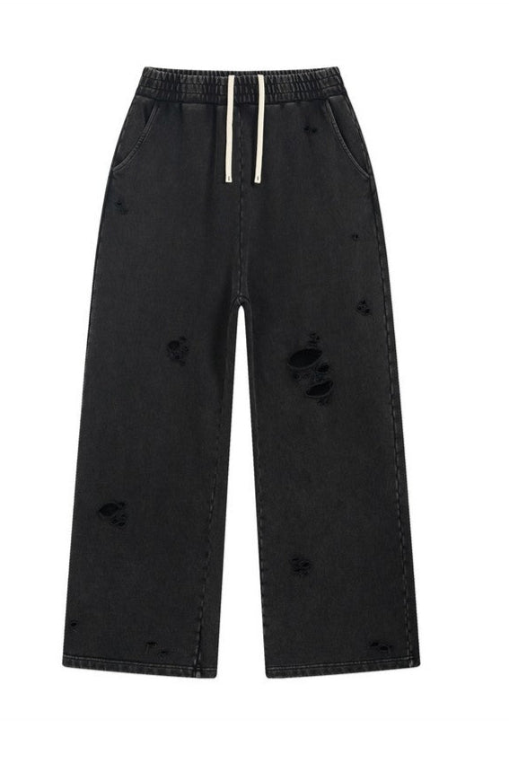 Snow Wash Ripped Jeans