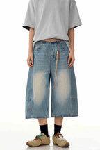 Ice Blue Distressed Blade Jorts