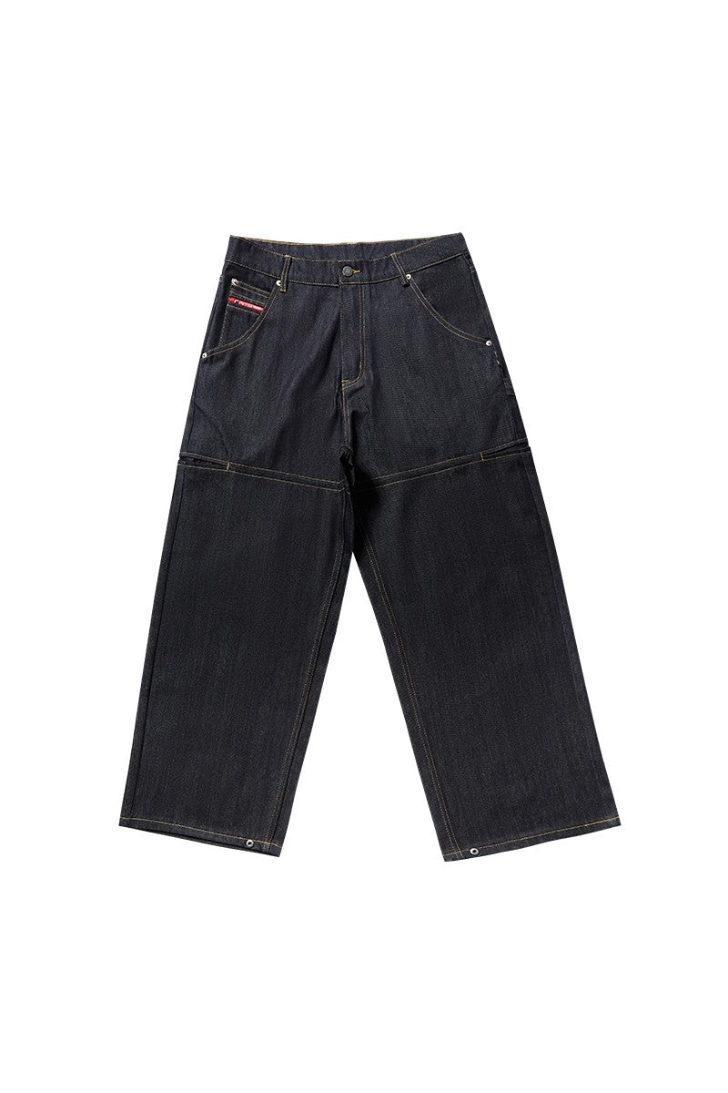 Wide-Leg Raw Jeans