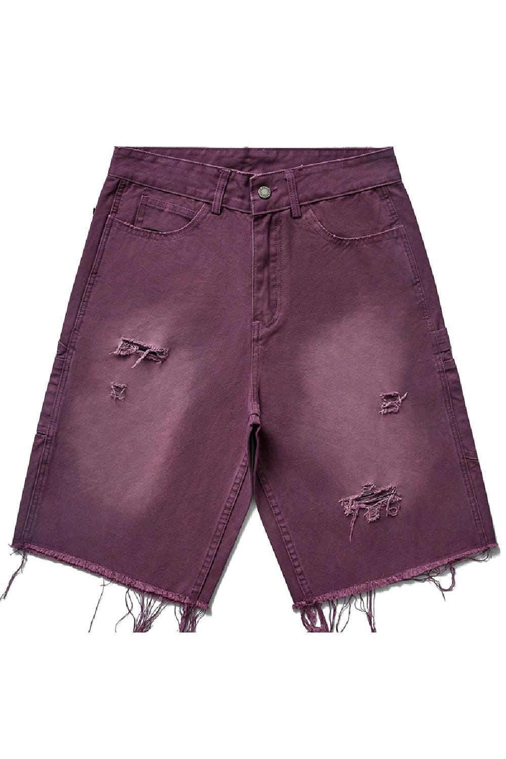 Loose Straight Distressed Fringe Jeans Shorts