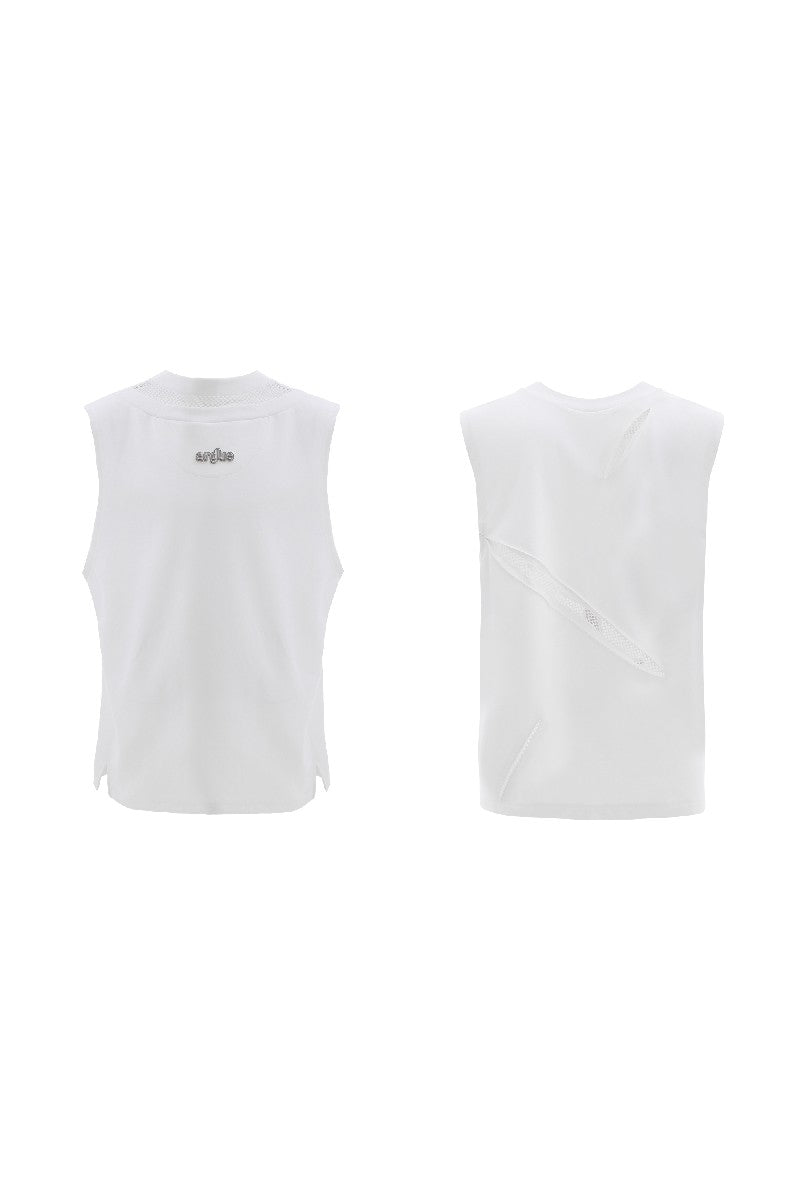 Mesh Cutout Sleeveless Vest