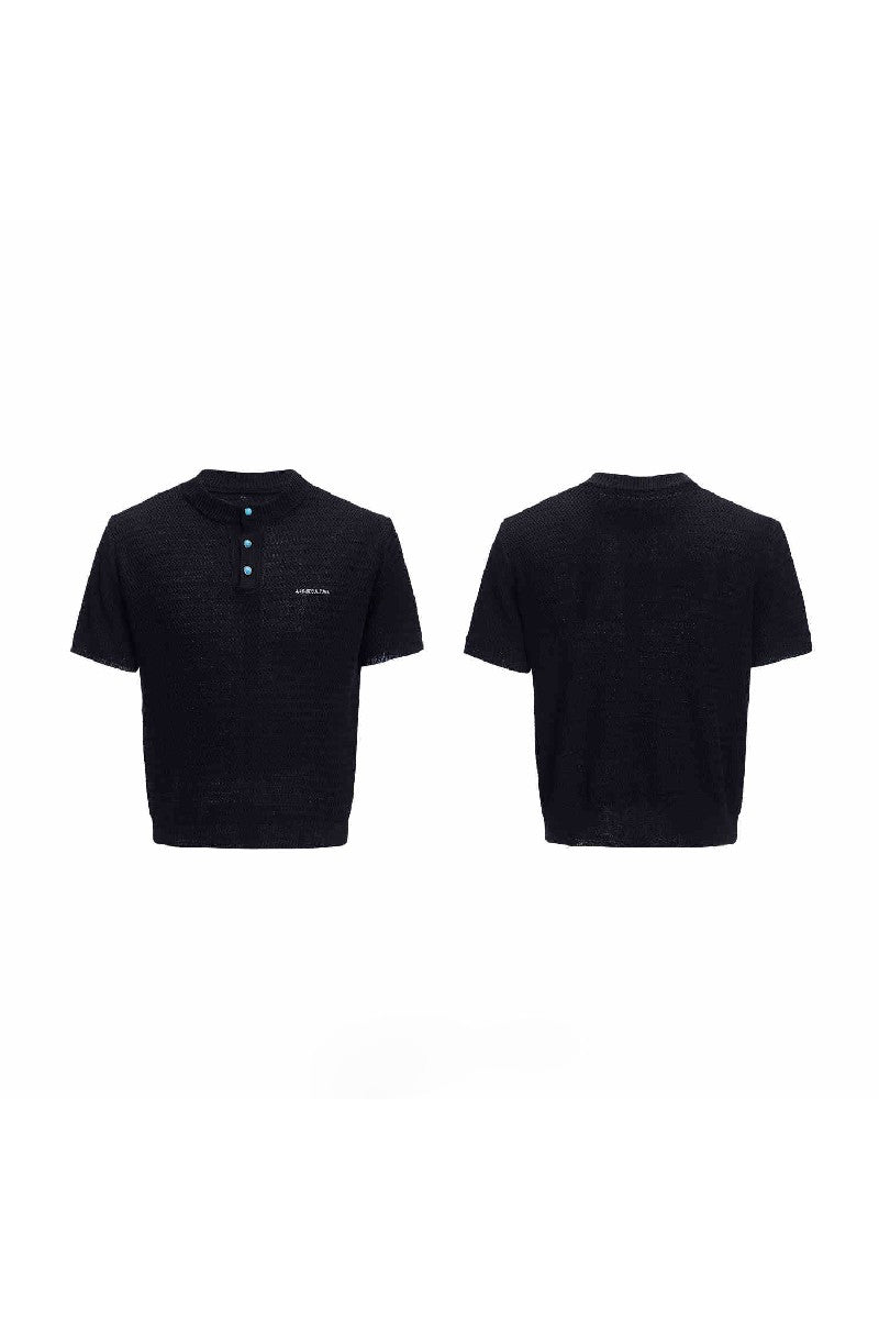Textured Knit Mesh Tee