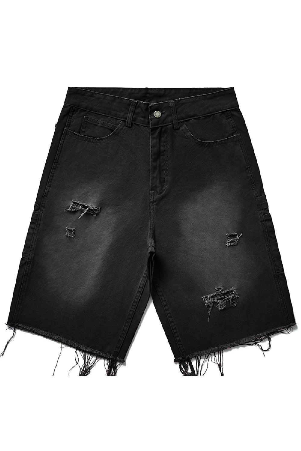 Loose Straight Distressed Fringe Jeans Shorts