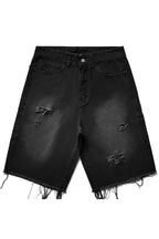 Loose Straight Distressed Fringe Jeans Shorts