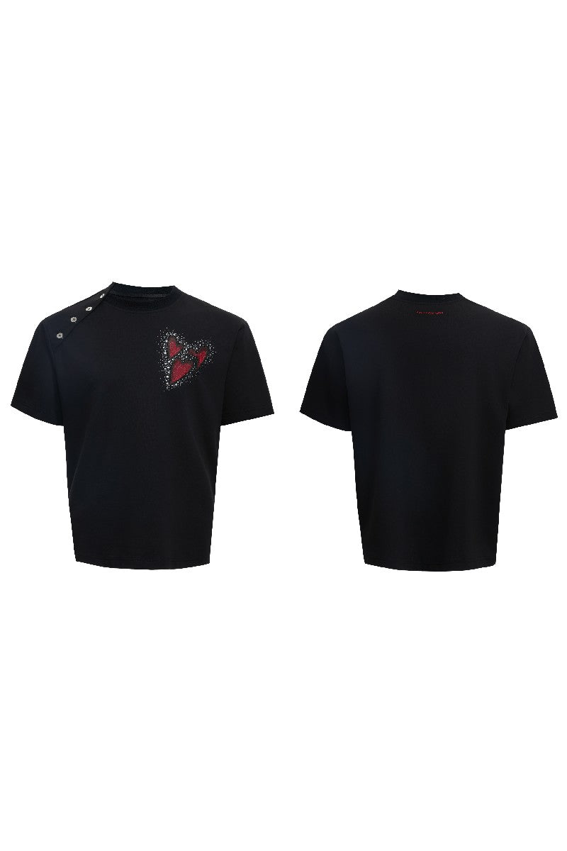 Asymmetrical Rhinestone Graphic Tee