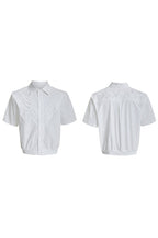 Textured Embroidered Cropped Shirt