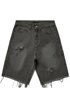 Loose Straight Distressed Fringe Jeans Shorts
