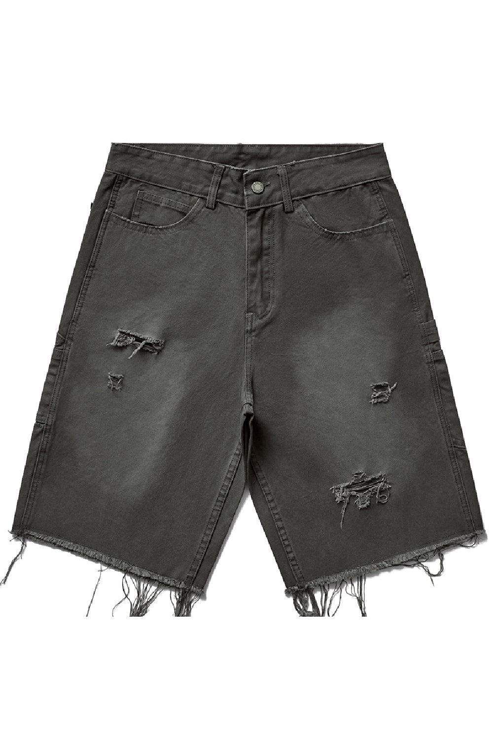 Loose Straight Distressed Fringe Jeans Shorts