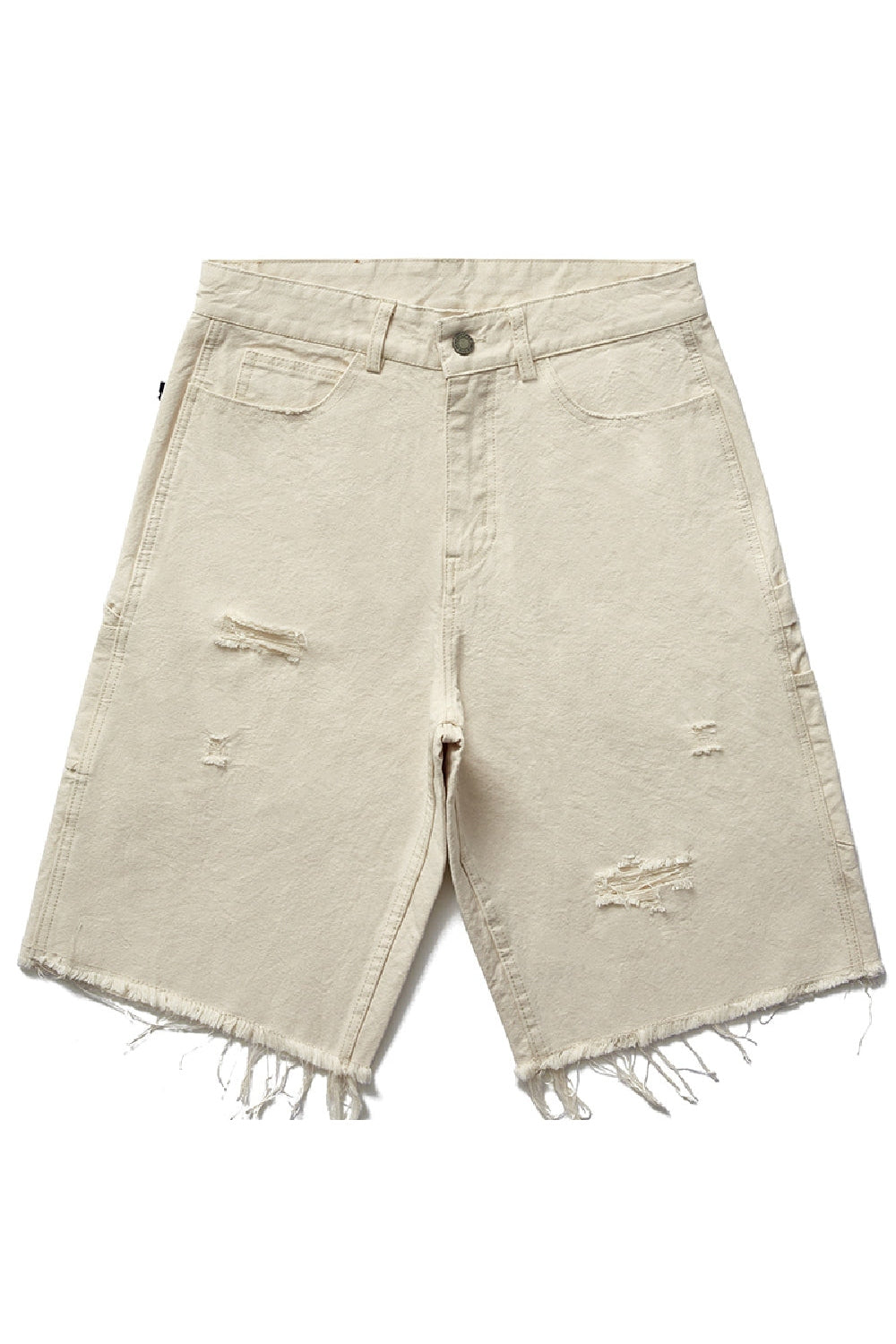 Loose Straight Distressed Fringe Jeans Shorts