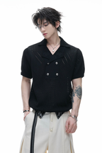 Embroidered Open Knit Shirt