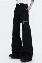 Zip Detail Flared Trousers