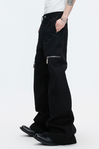 Zip Detail Flared Trousers