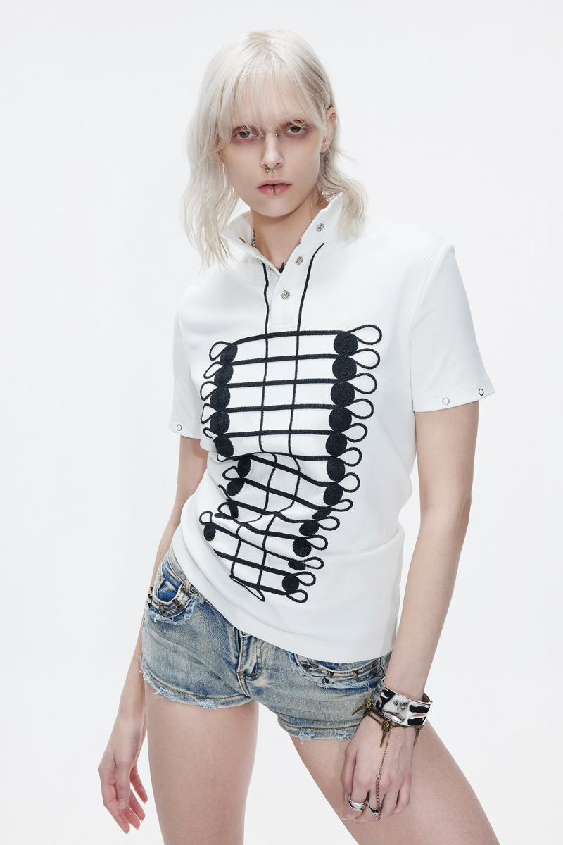 Embroidered Chain Polo Shirt
