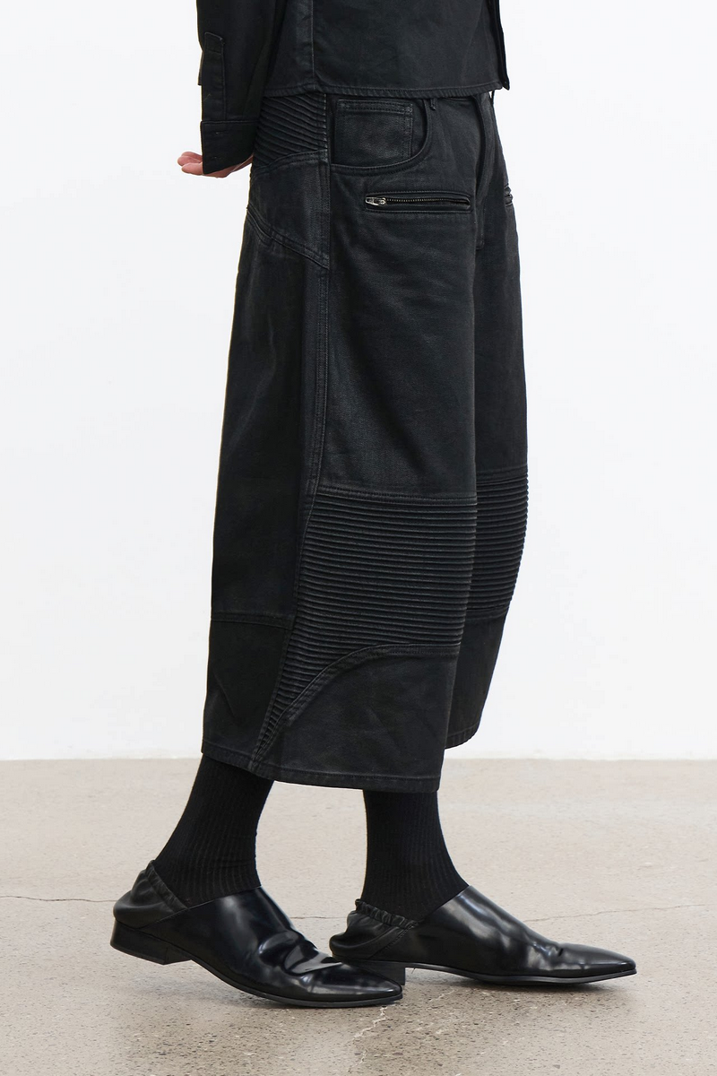 Waxed Biker Capri Jeans