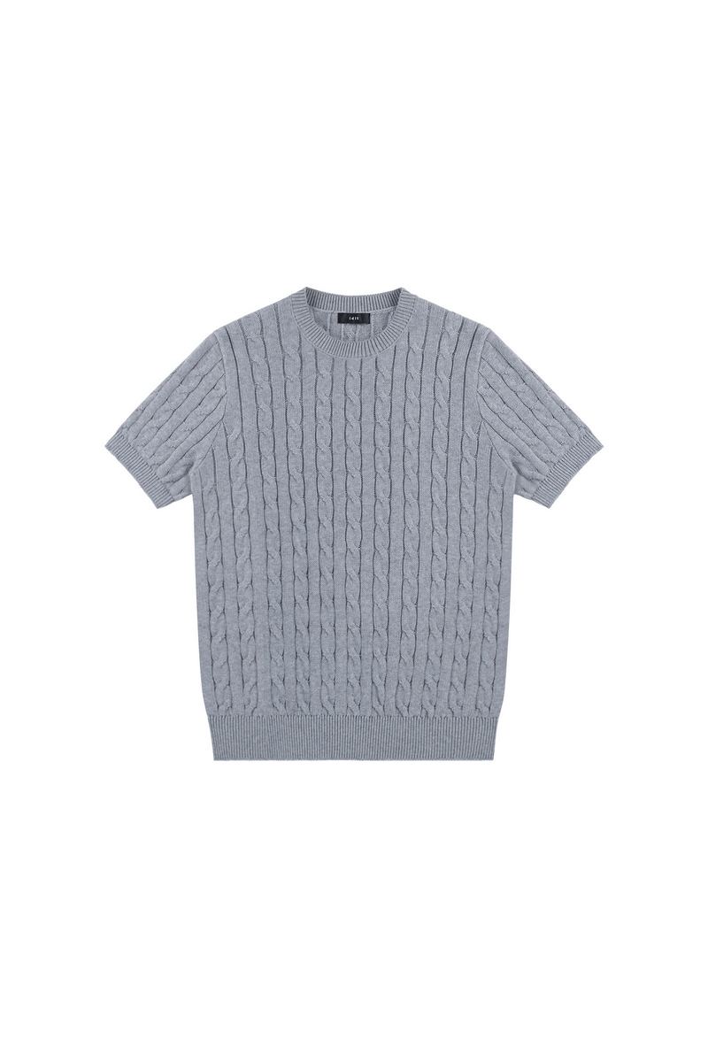 Cable Knit Crewneck T-Shirt
