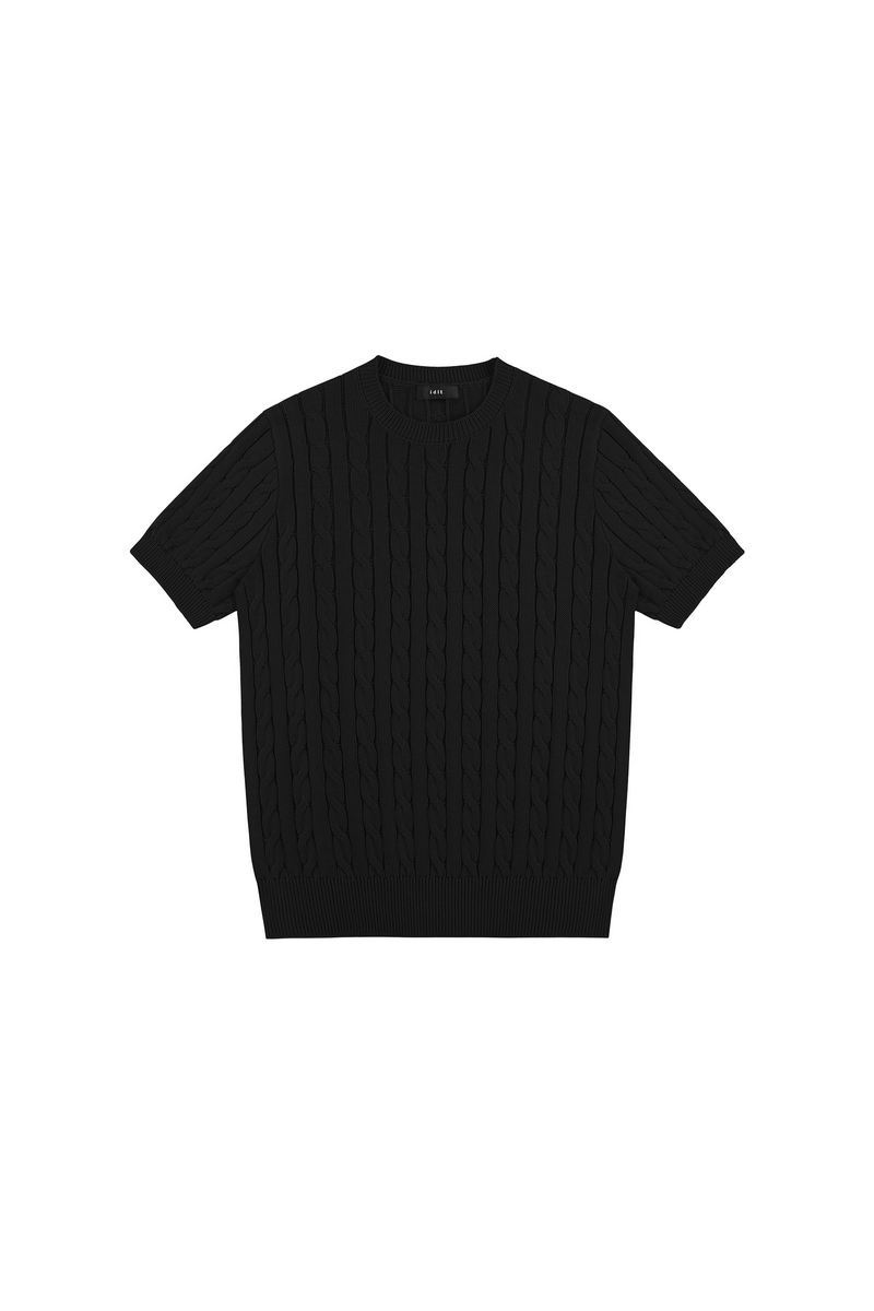 Cable Knit Crewneck T-Shirt
