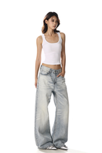 Whisker Straight Wide Jeans