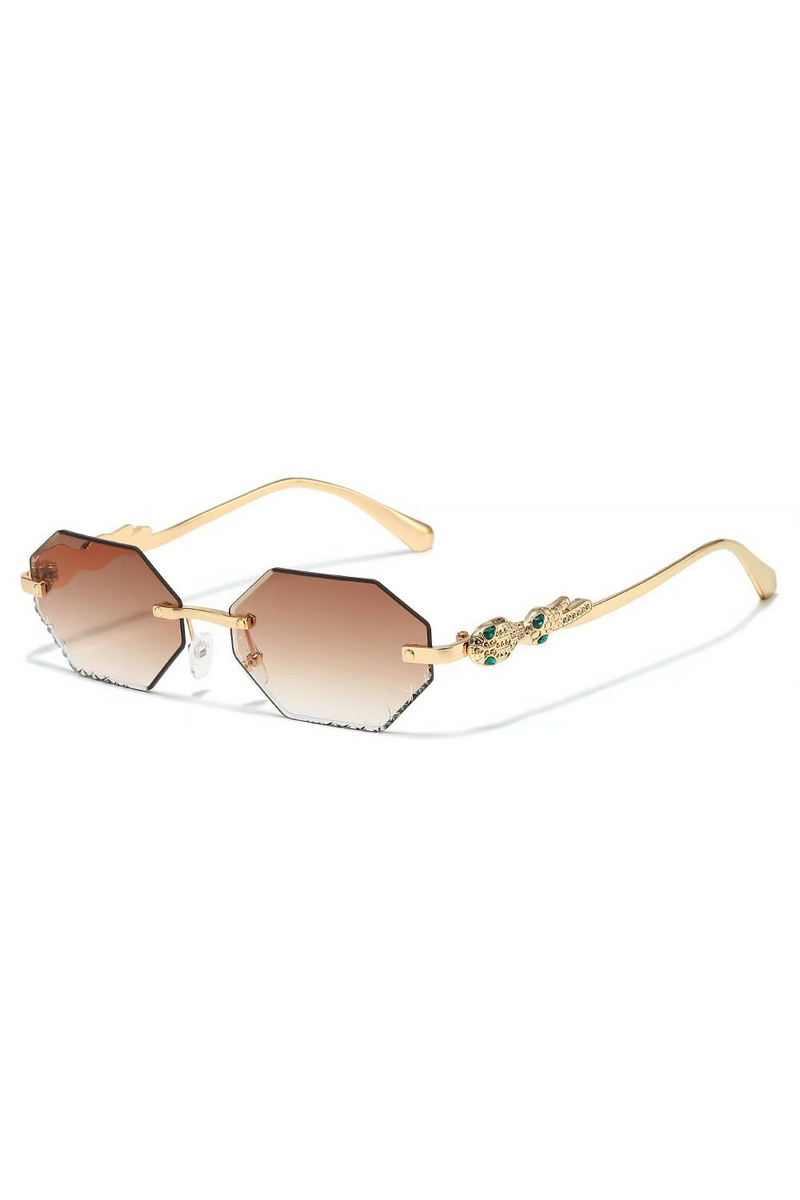 Elegant Rimless Rhinestone Polygon Sunglasses