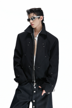 Studded Deconstructed Zip Jacket