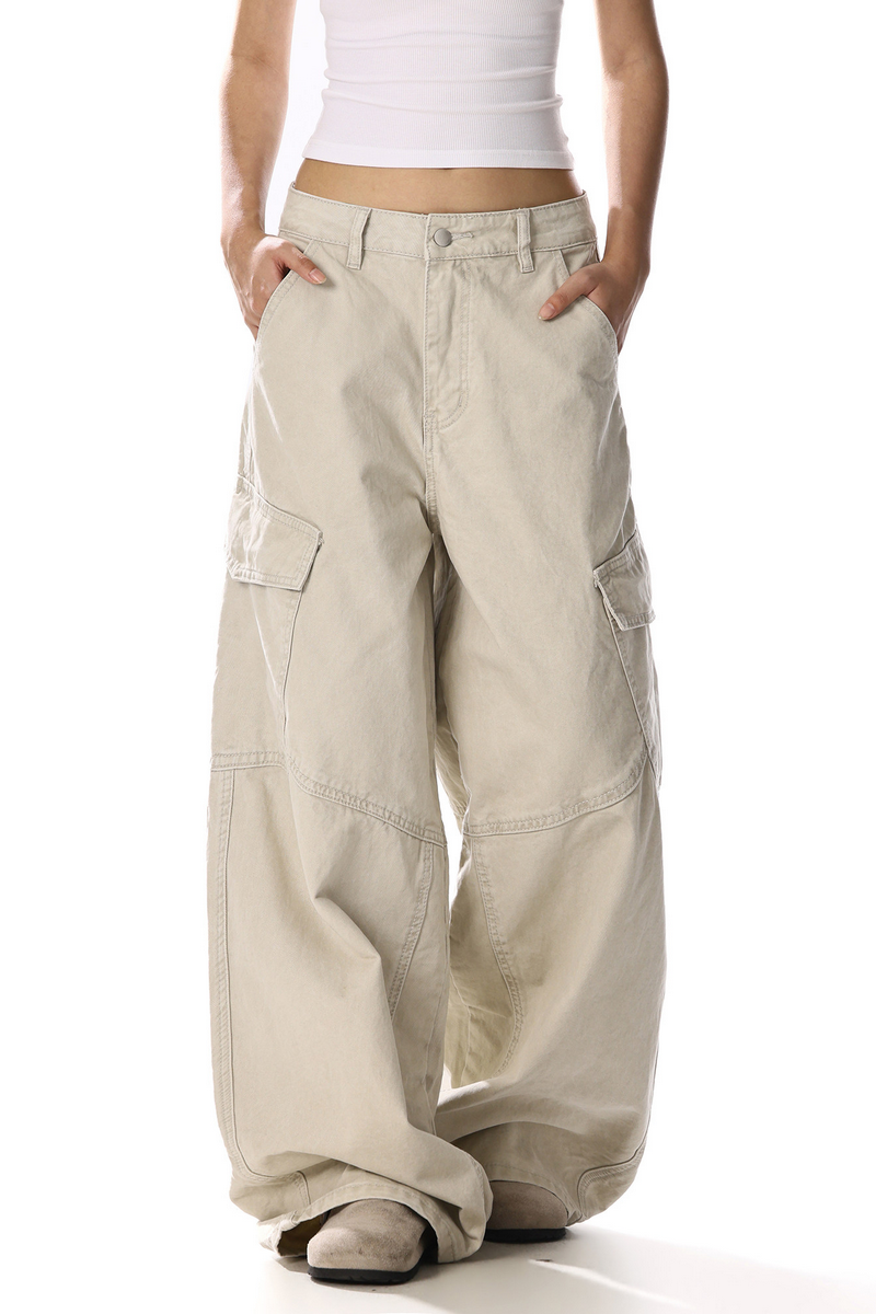 Distressed Washed Cargo Pants