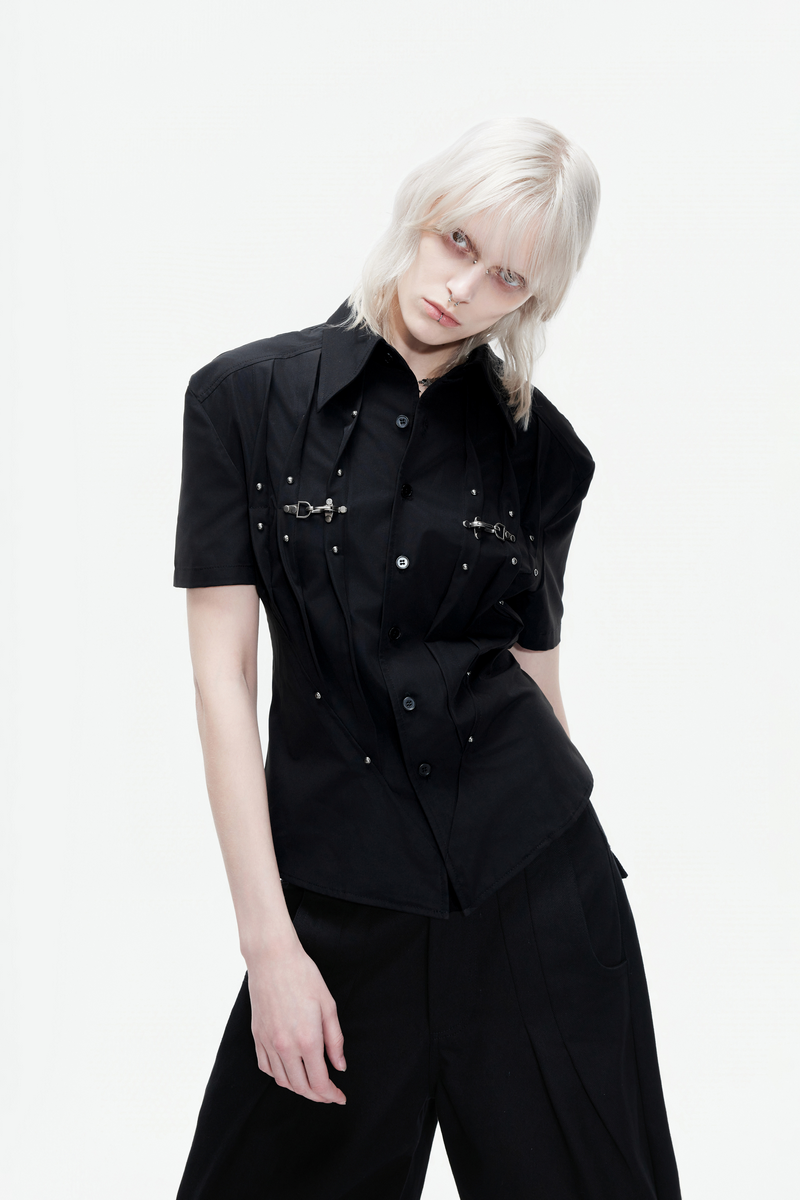 Pleated Studded Shirt