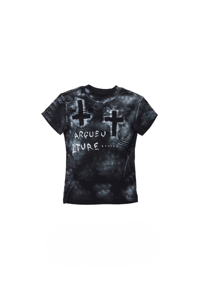 Distressed Cross Studded T-Shirt