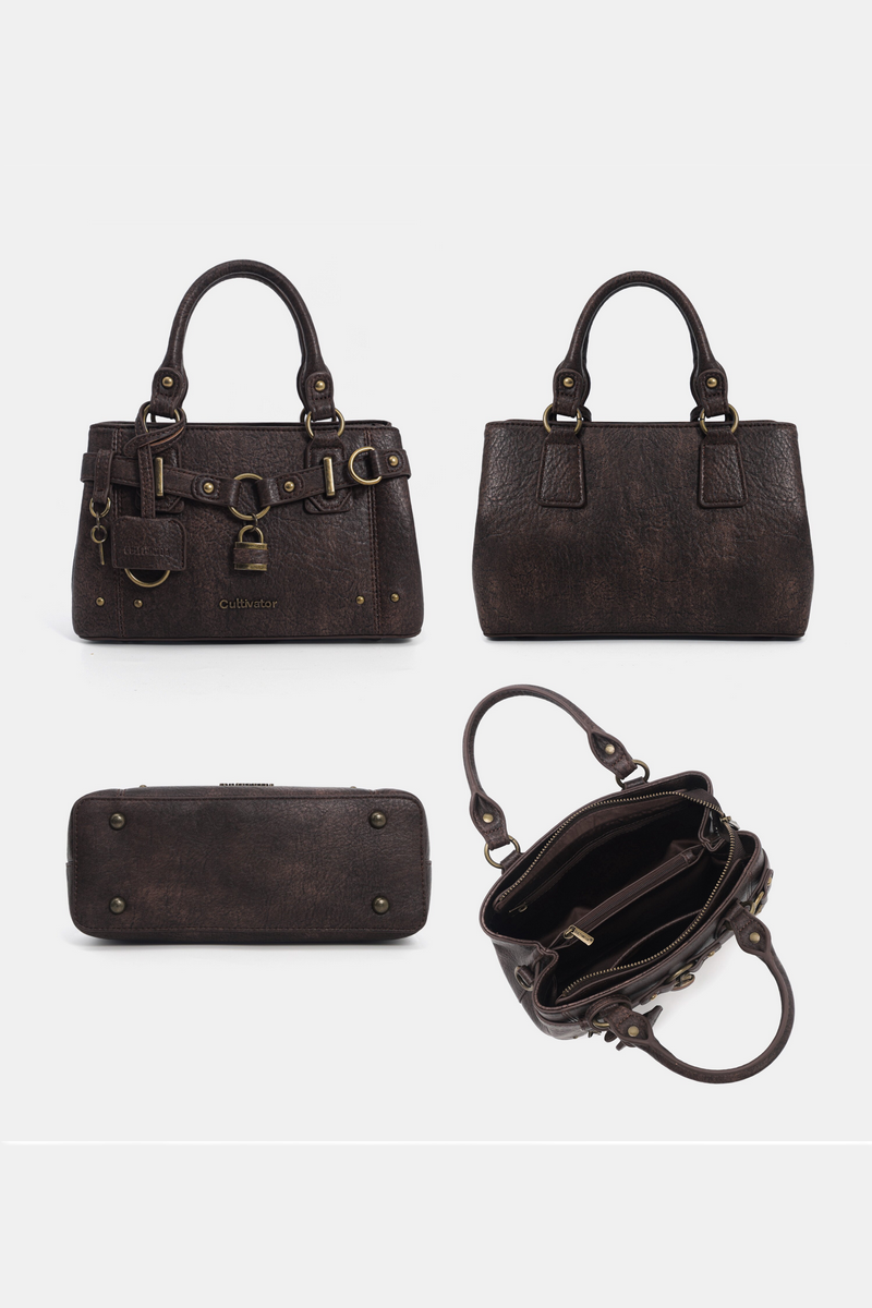 Distressed Lock Crossbody Bag