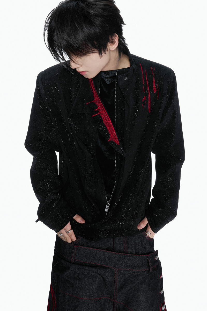 Glitter Suede Embroidered Jacket