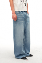 Lightweight Drawstring Wide Jeans