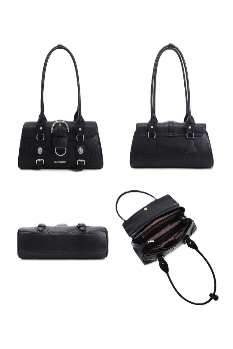 Leather Moto Baguette Bag