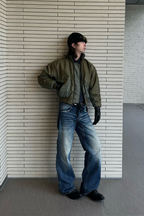 Washed Drawstring Jeans