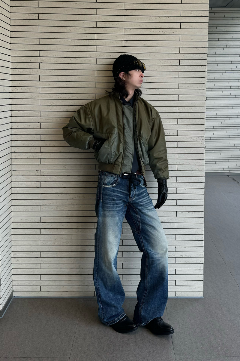 Washed Drawstring Jeans