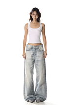 Whisker Straight Wide Jeans