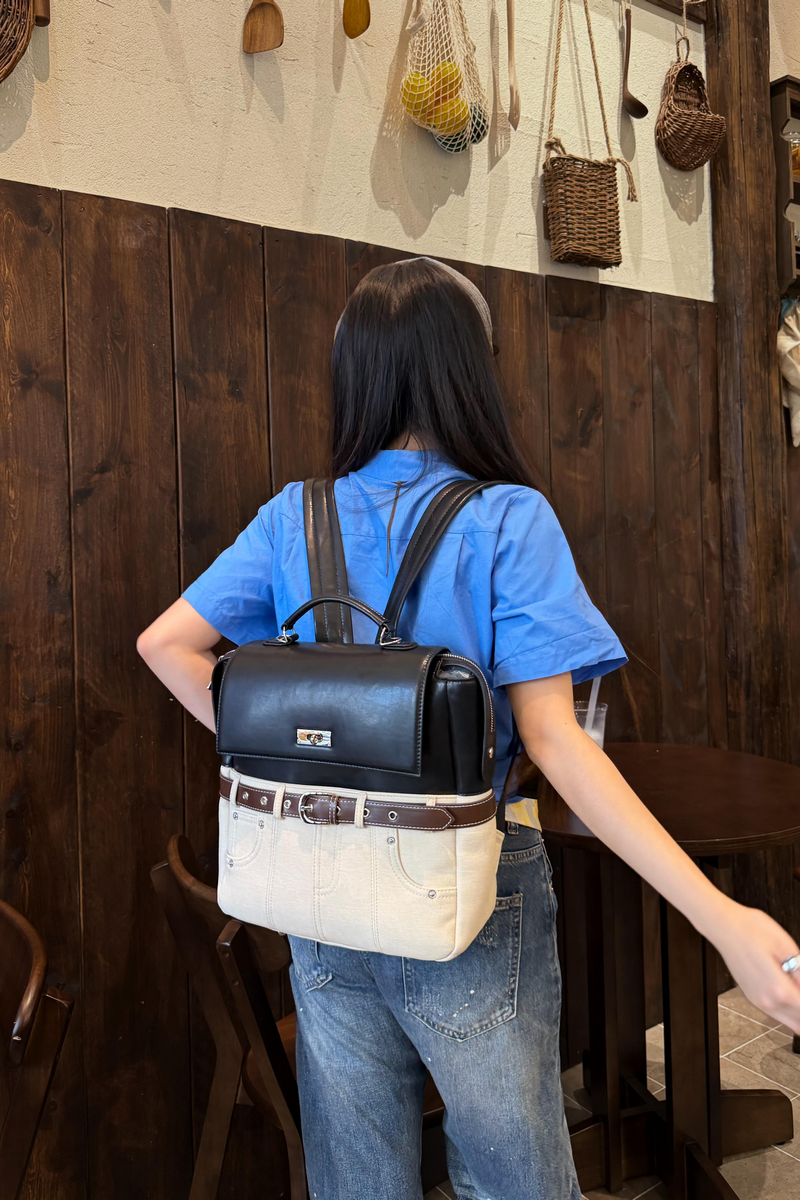 Retro Colorblock Commuter Backpack