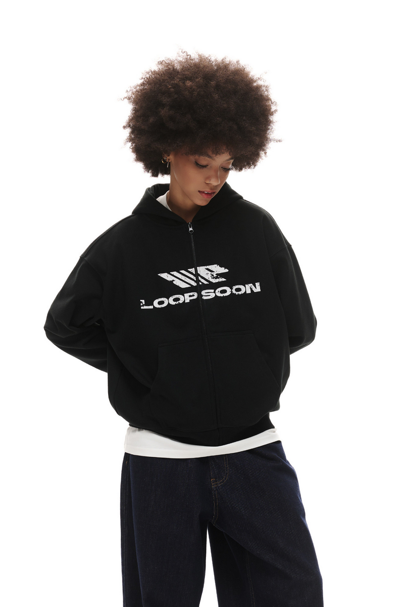 Distressed Zip Hoodie