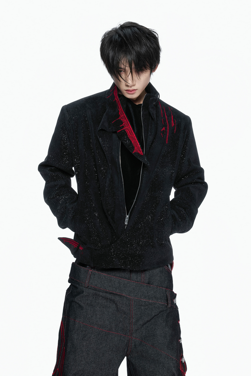 Glitter Suede Embroidered Jacket