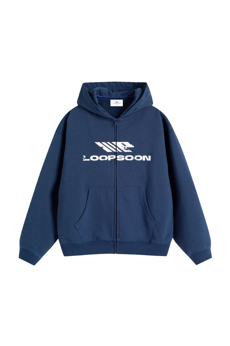 Distressed Zip Hoodie
