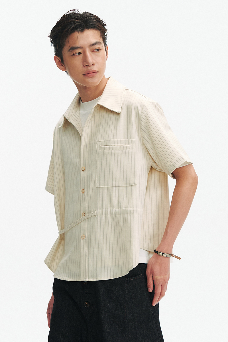 Striped Drawstring Shirt