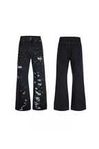 Distressed Studded Straight Jeans