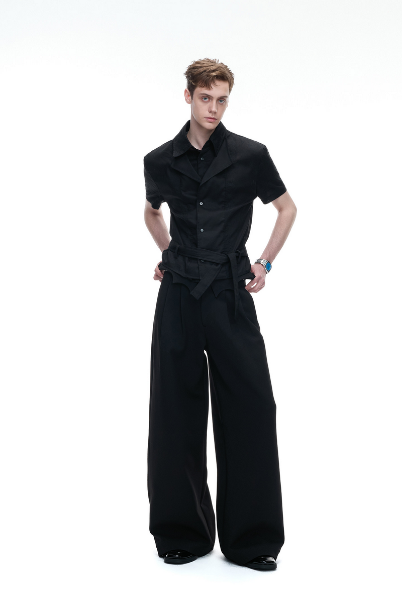Pinstripe Wide Leg Trousers