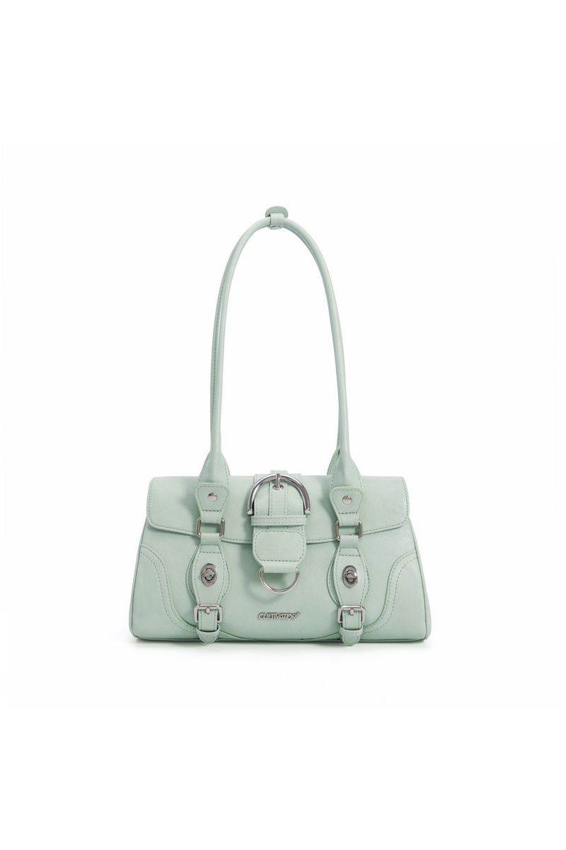 Leather Moto Baguette Bag
