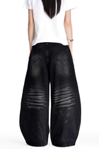 Black Whisker Barrel Jeans