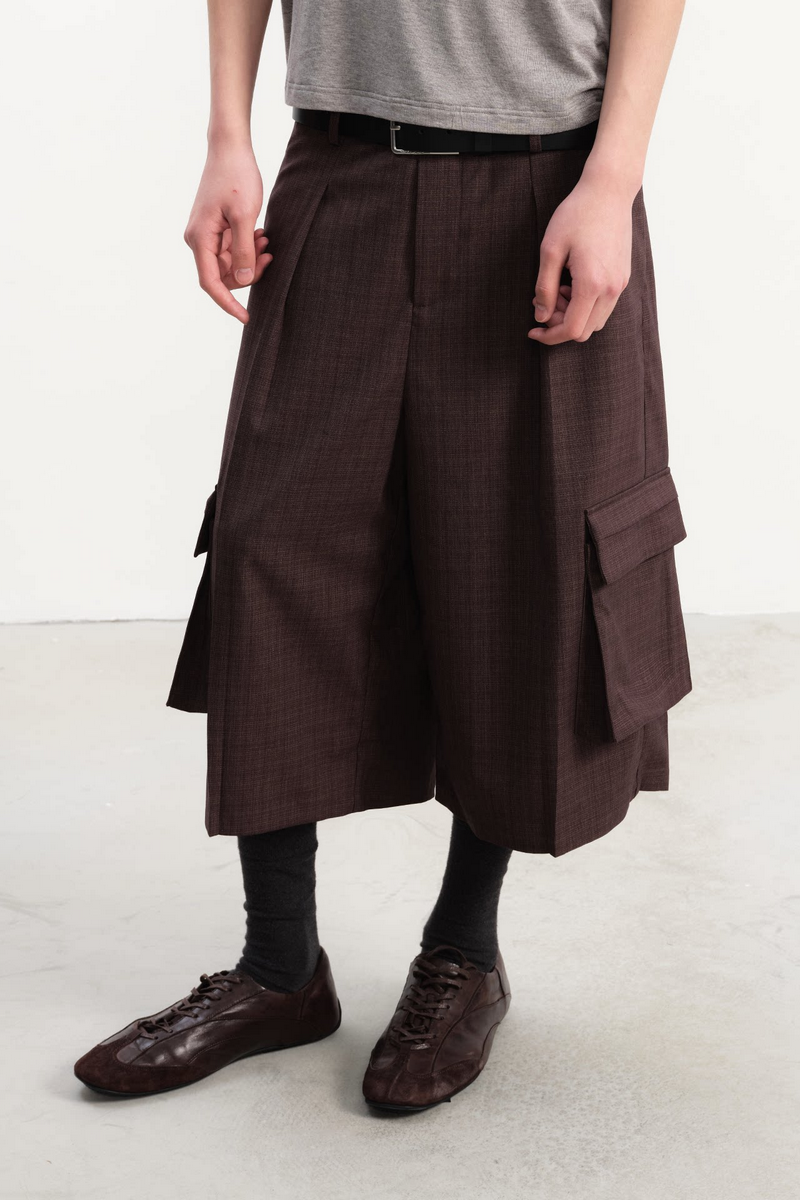 Plaid Cargo Capri Pants
