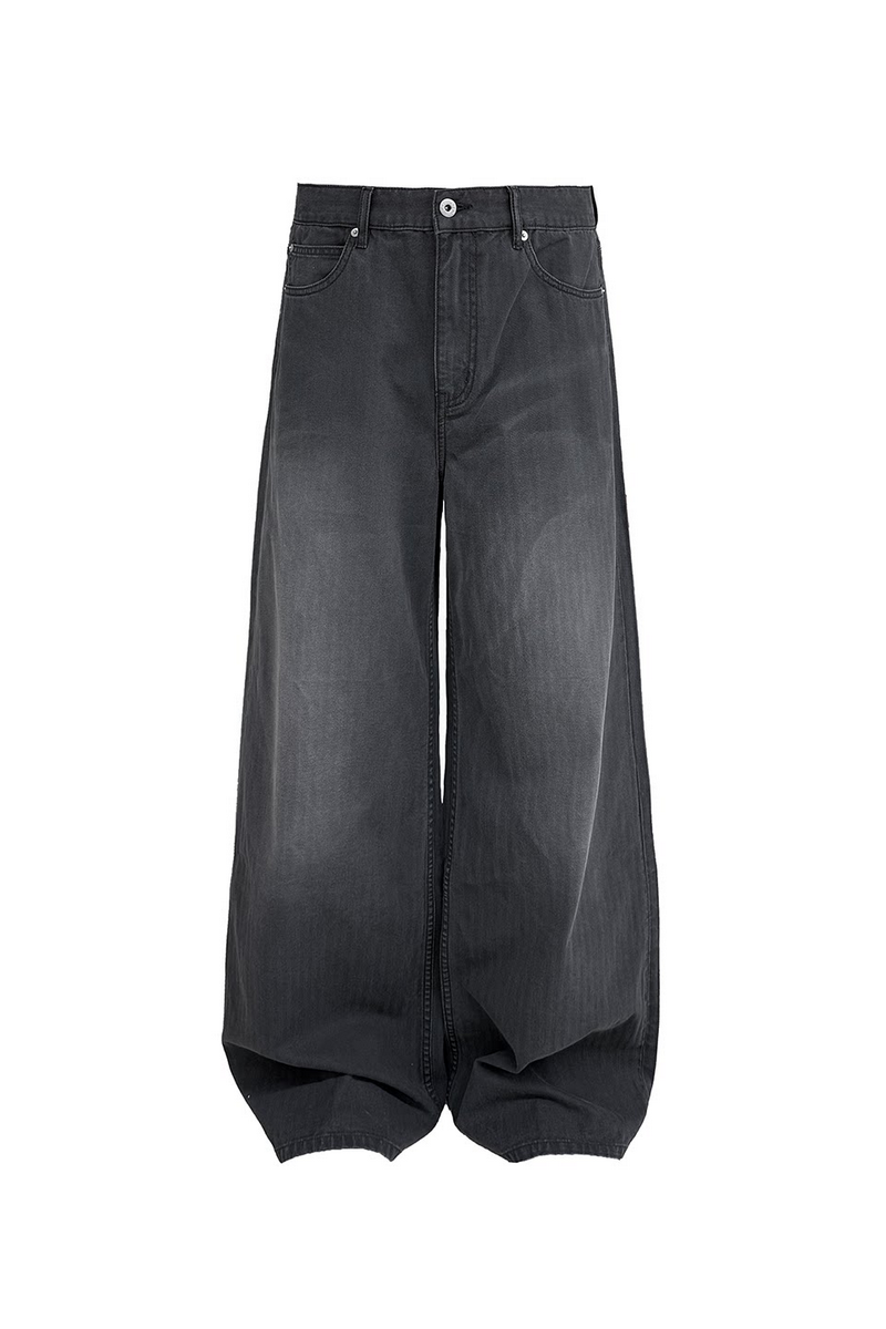 Striped Washed Straight Jeans