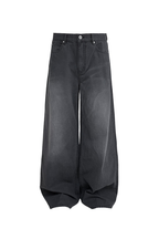 Striped Washed Straight Jeans