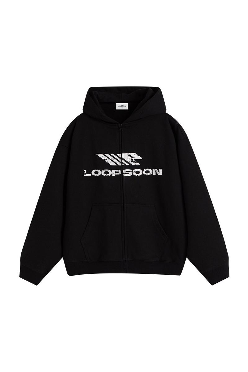 Distressed Zip Hoodie