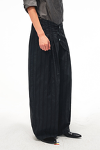 Curved Panel Striped Trousers